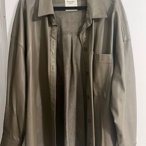 Abercrombie & Fitch Vegan Leather Shirt Jacket